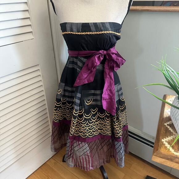 Floreat Dresses & Skirts - Anthropologie Floreat Dress Womens 2 Black Strapless Belted Indie Fairy Goth